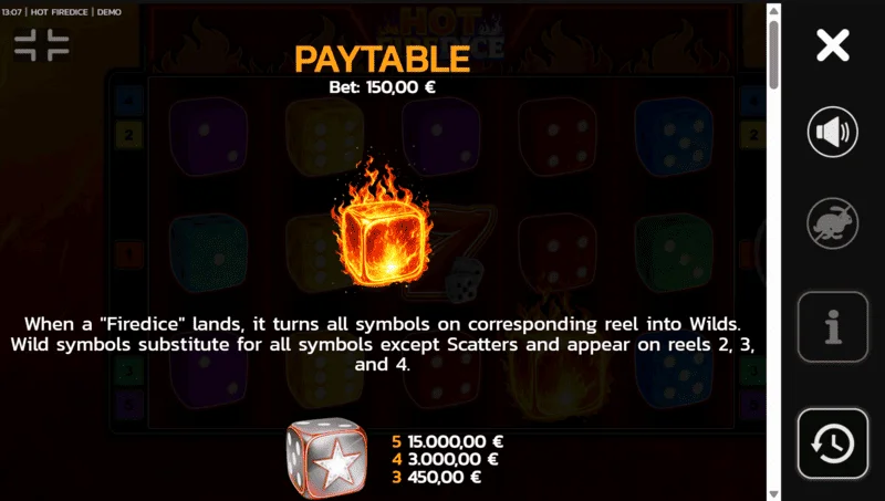 Hot Fire Dice – symboler och Scatter Pays på spelplanen